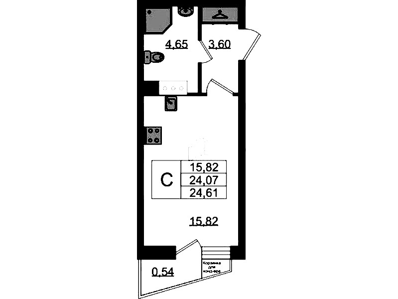 Квартира студия 24.61 м², 8/11 эт., ЖК «VEREN NORT Сертолово»